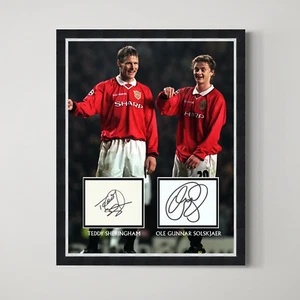 Sheringham & Solskjaer - Manchester United Legends Authentic Autograph Display - Picture 1 of 2