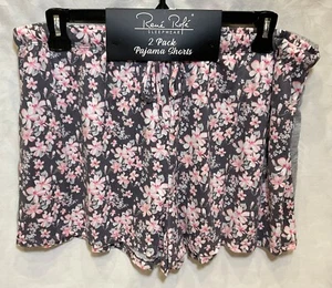 RENE ROFE Womens Size 2X *Lot Of 2* Gray Pink Floral Elastic Waist Sleep Shorts - Picture 1 of 2