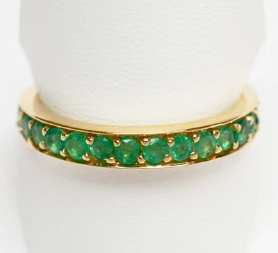 Memory Memoire Ring Damenring 14 Karat 585 Gold Gelbgold 2,52 g Smaragde Gr. 57 - Bild 1 von 4