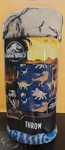 Jurassic World Coral Fleece Dinosaurs Trow Dino Faces, 46" X 60", AT344V - Picture 1 of 5