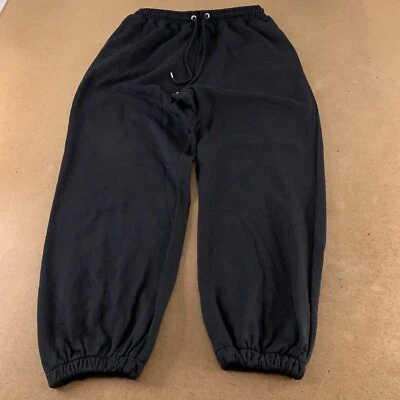 Boohoo Women's Size 12 Black Fleece High Rise Pocketed Cropped Sweatpants New - Image 1 of 4