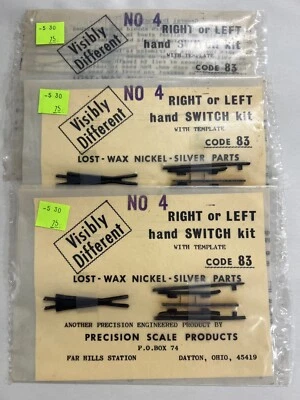 3 VTG Precision Code 83 #4 Nickel Silver Right or Left Hand Switch Kits HO Scale - Image 1 of 4
