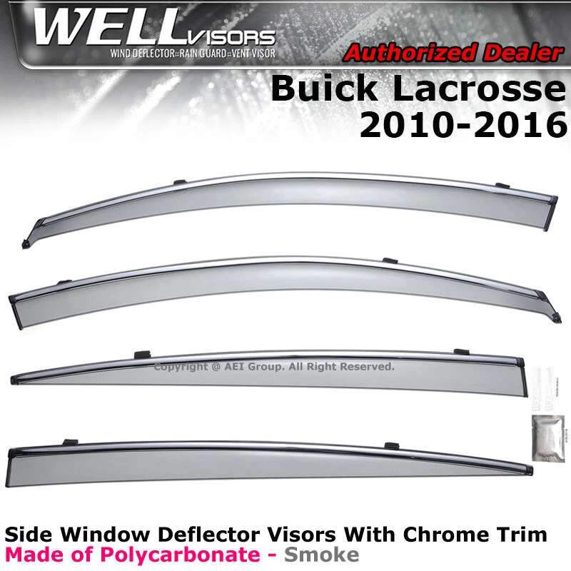 Viseras WELL para Buick LaCrosse 10-16 clip lateral en viseras de ventana cromadas Foto 1 de 4