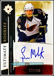 UD ULTIMATE 2009 SPENCER MACHACEK NHL ATLANTA THRASHERS ROOKIE AUTOGRAPH /299 - Imagen 1 de 2