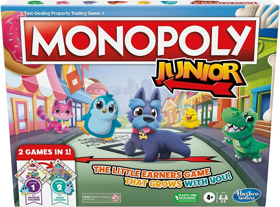 Monopoly Junior 2 Board Games In 1 Family Game Ages 4+ - Image 1 of 4