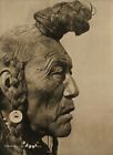 1900/72 EDWARD CURTIS Native American Indian Blackfoot Man Hair Folio Art 16X20
