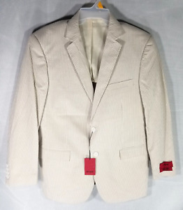 Emigre Classic Tan Striped Two Button Cotton Seersucker Suit Jacket R42/36 - NWT