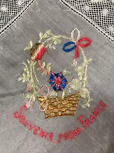 WW1 Souvenir From France Embroidered Silk Handkerchief - Picture 1 of 7