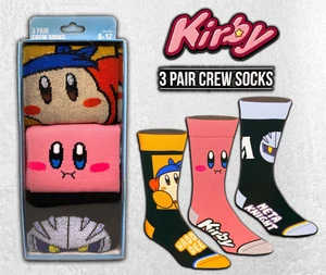 Kirby 3 Paar Crew-Socken Box-Set (Erwachsene Schuhgröße 6-12) neu mit Etikett - Bild 1 von 3