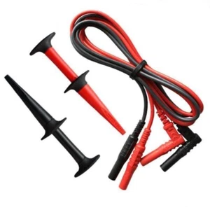 Leaderman Red & Black Electricians Test Leads Set with 5mm Hook Clips LDM204-280 - Picture 1 of 8
