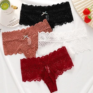 Lote de 4 piezas calzoncillos de bikini de encaje completo sexy para mujer bragas pantalones cortos para niños ropa interior, S-XL - Imagen 1 de 12