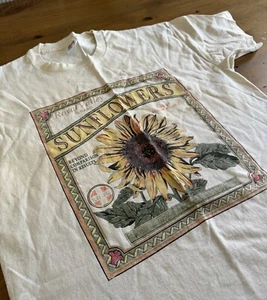 Vintage Sunflower Shirt Floral Print Tshirt Size XL Short Sleeve Anvil - Picture 1 of 7