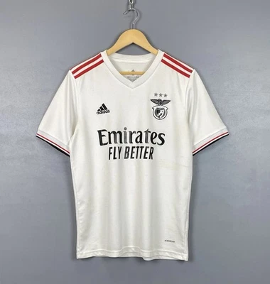 Adidas Benfica Soccer Football Jersey Shirt Size M White Top Short Sleeve Home - Image 1 of 4