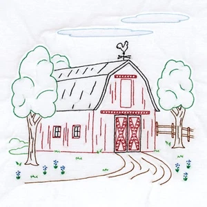 Jack Dempsey Quilt Blocks 18X18 W BARN, White - Picture 1 of 3