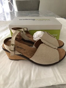 Walking Cradles “Lucca” natural Wedge Sandals, 2” Heel - Womens 11WW, NEW In Box - Picture 1 of 5
