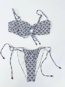 TIGERLILY Blue & White Bikini Swim Top & Pants Matching Set Size XS BRAND NEW - Picture 1 of 4