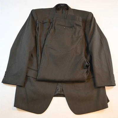 Jeffrey Banks 48L 38x32 棕色 100% 羊毛男式夹克裤子套装 — 第 1/4 张图片