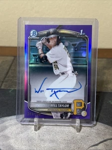 2025 Bowman Chrome - Will Taylor 1st Auto True Purple Refractor /250 Pirates - Picture 1 of 1