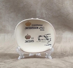 Cendrier faience Champagne Jacquesson & Fils par Villenauxe France Vintage 1970 - Foto 1 di 6