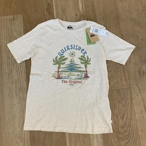 Brand New Boys Quicksilver Tan T Shirt Size 14 Large - Picture 1 of 6