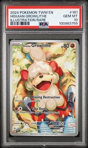 Ilustración Hisuian Growlithe rara 181/167 Twlilight Masquerade PSA 10 gemas como nueva - Imagen 1 de 2