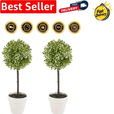 Chic 42 cm Artificial Topiary Tree Set, Perfect for Office & Garden Decoration - Image 1 of 2