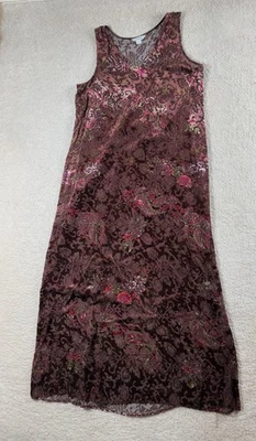 Sundance Dress Womens XL Brown Burnout Velvet Floral Paisley Sleeveless V Neck - Image 1 of 4