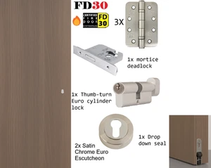 Vicaima dunkel champagner Holzmaserung strukturiert innen FD30 Brandschutztür + UK Lieferung - Bild 1 von 17