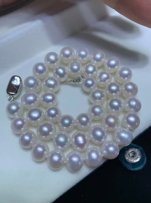 Precioso collar de perlas blancas redondas mar sur 10-11 mm 18 pulgadas 925s Foto 1 de 4