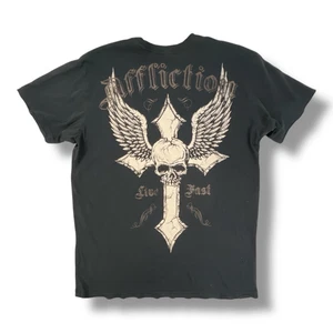 Affliction Y2K Live Fast Cross Totenkopf T-Shirt Größe Large - Bild 1 von 6