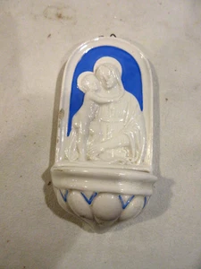 Conti .E Italy Mother Mary & Baby Ceramic Wall Mount Holy Water Container - Picture 1 of 5
