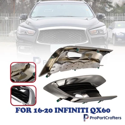 Left+Right Front Bumper Fog Light Grille Bezel Trim For 2016-2020 Infiniti QX60 Foto 1 de 4
