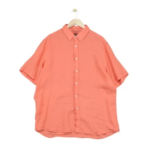 Hugo Boss Linen Shirt Mens Size 2XL Orange Short Sleeve Summer Lightweight - Picture 1 of 15