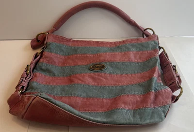 Bolso de hombro Dolce & Gabbana ~ cuero retro ~ rayas ~ 12" x 14,5" Foto 1 de 4