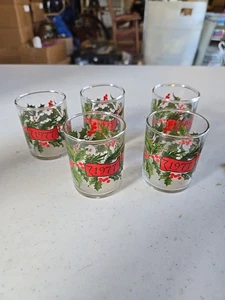 Juego De Colección De 5 Vasos De Whisky De Navidad Libbey Holly & Berry 1977 - Imagen 1 de 6