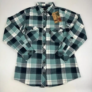 NWT Five Brother Womens Size M Flannel Shirt Plaid Blue Plaid *Flaw - Picture 1 of 6