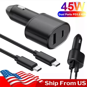45W Dual Port Fast Charging Car Charger & Cable For Samsung A54 A34 A05 A24 4G - Photo 1 sur 12