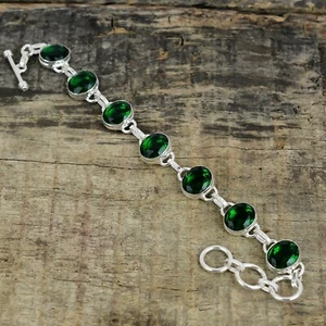Green Tourmaline Gemstone Handmade 925 Sterling Silver Bracelet For Love Gifts - Picture 1 of 4