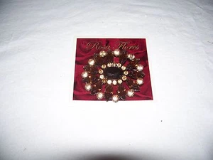 Broche Pin Vintage Rosa Flores Ámbar Oscuro y Estrás Claro Forma de Flor - Imagen 1 de 4