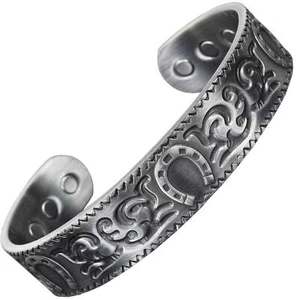 Pulsera de cobre articulación artritis alivio del dolor muscular herradura plateada (HSP) - Imagen 1 de 6