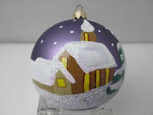 Vintage Glass Ball Ornament Christmas ornament hand painted Home trees Purple - Picture 1 of 11