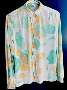 Vintage Vera Neumann Blouse Shirt Button Up Flowers Abstract Bohemian Retro Sz S - Picture 1 of 12
