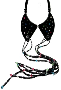 GIORGIO ARMANI Colorful Rhinestone & Crystal Runway Fringe Bib Necklace - Picture 1 of 11