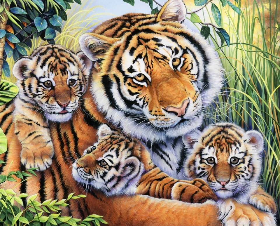 35" Fabric Panel - David Textiles Digitally Printed Lily's Pride Tiger Scene - Image 1 of 1