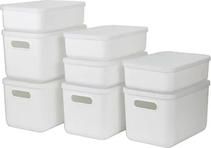 8 Pcs Storage Bins with Lids, Stackable Plastic Storage Containers for Organizin - Picture 1 of 6