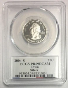 2004 S Iowa State Quarter SILVER PR 69 DCAM PCGS SKU#8053 - Picture 1 of 2