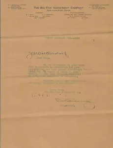 VNTG 1911 zwei große 5 investierende Co Briefköpfe 1) typisiert Original 2) Carbon Business - Bild 1 von 4