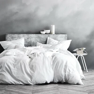 DELICATE 1000TC Brand 5 PC Duvet Set in White Solid Egyptcotton in All US Sizes  - Image 1 of 3