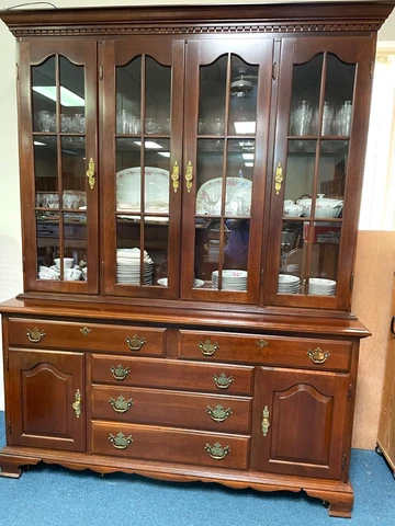 LARGE CHAUTAUQUA NY CHERRY BREAKFRONT CHINA CABINET Local Pickup NORTH CAROLINA Cover