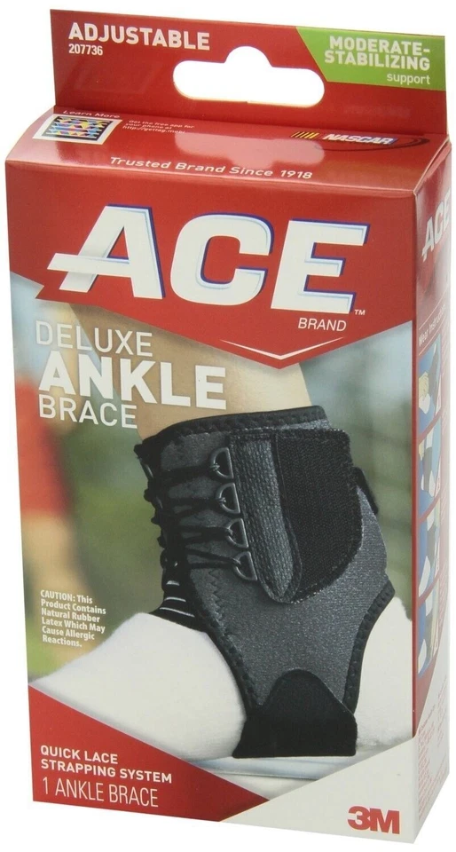 3m ACE BRAND Deluxe Ankle Brace Moderate One Size Adjustable 1 EA